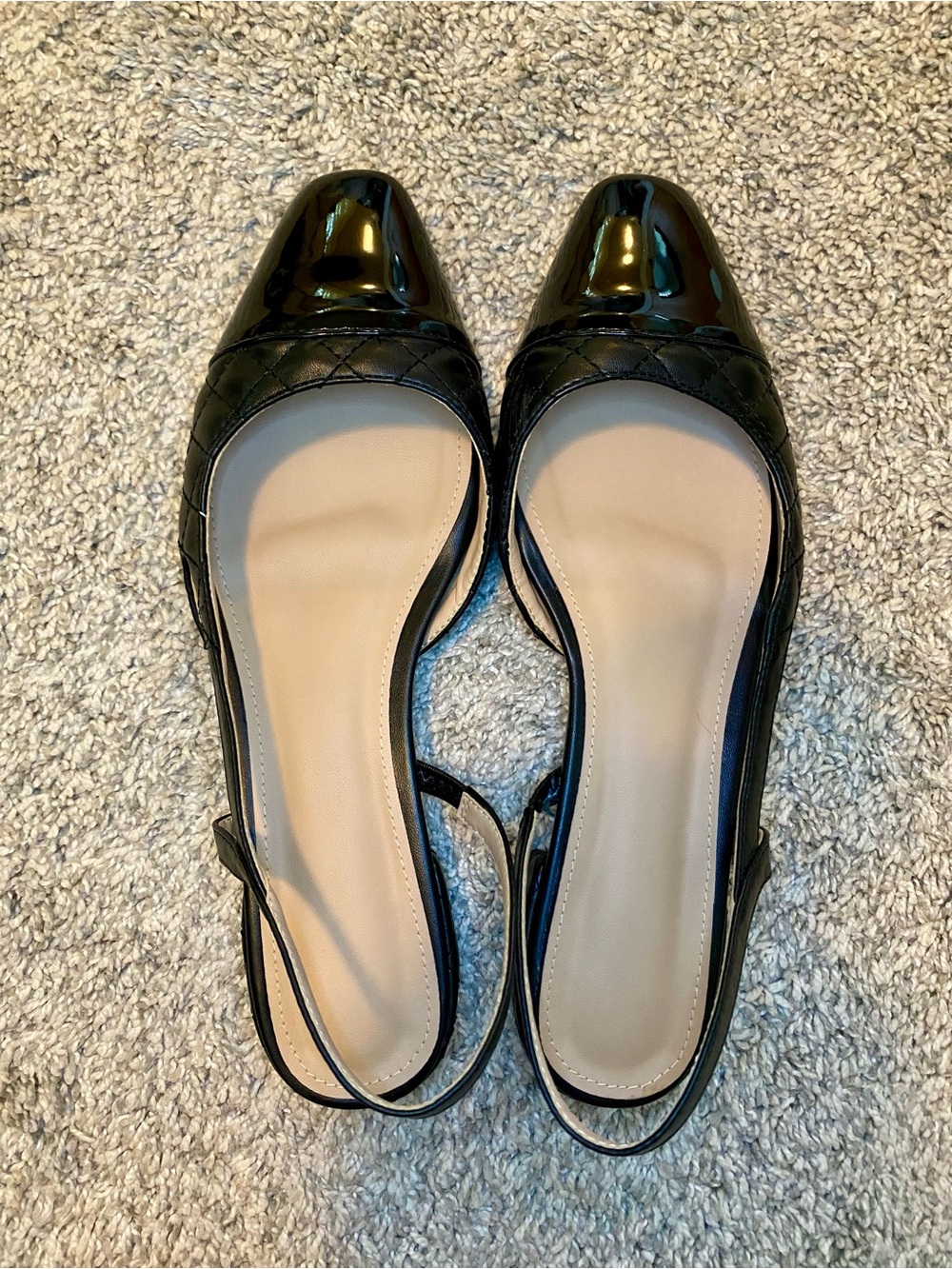 Black Patent Slingback Flats